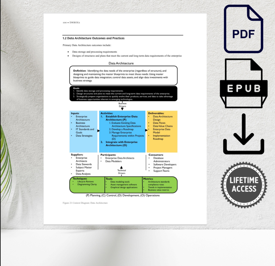 DAMA-DMBOK2 handbook covering data architecture and metadata management
