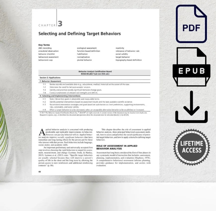 Applied behavior analysis educational resource with functional assessment content