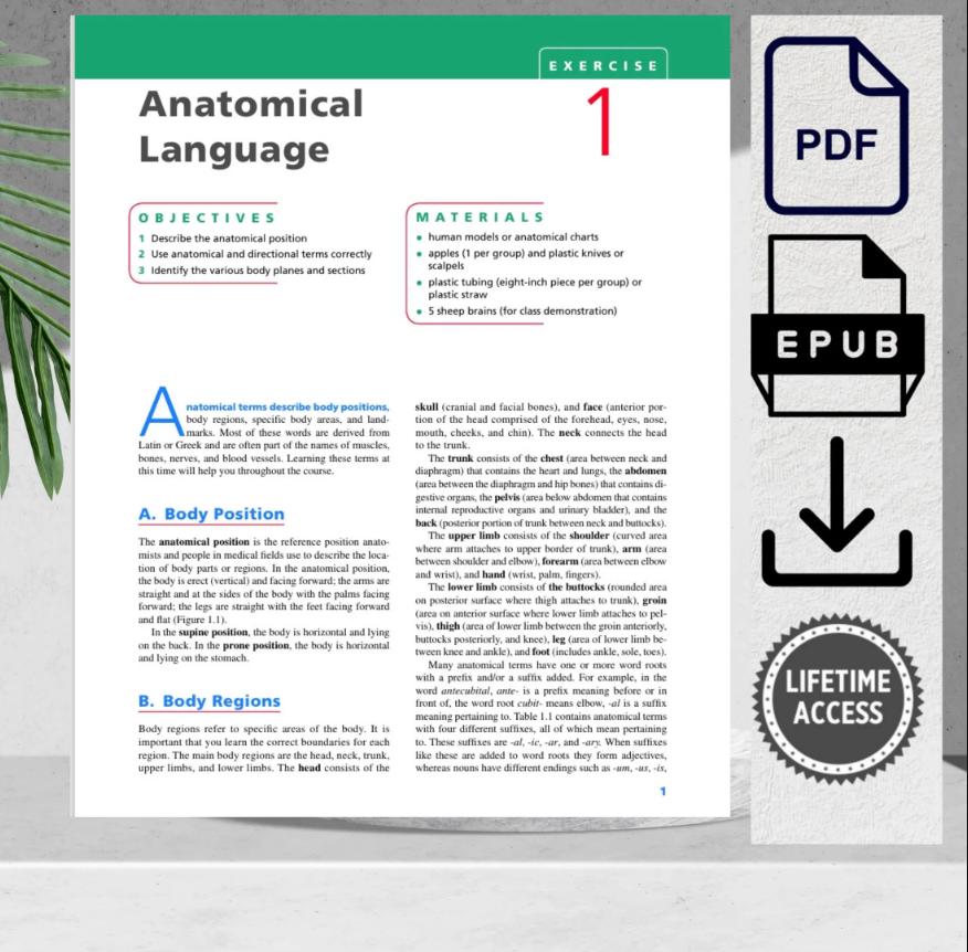 A&P lab manual for anatomy structures and physiology experiments