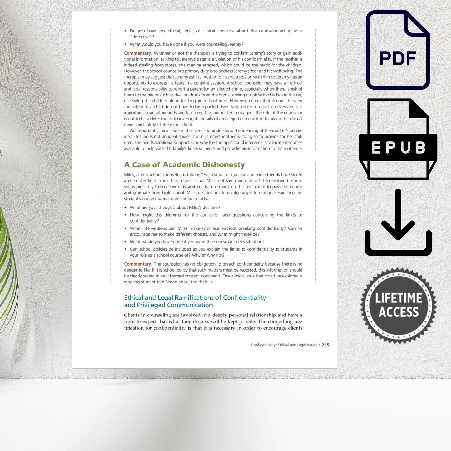 Helping professions ethics and counseling textbook on white background